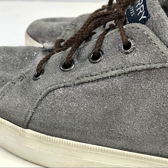 Sperry metallic silver suede lace-up sneakers 6 - Picture 7 of 11